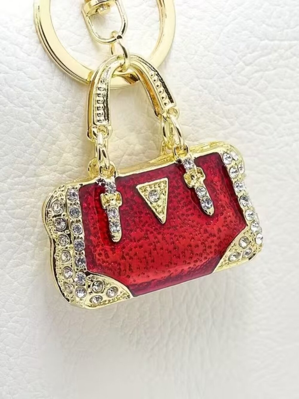 Red Rhinestone Mini Purse Keychain Handbag Charm Crystal Bag Charm Key Ring Gift - Picture 4 of 8
